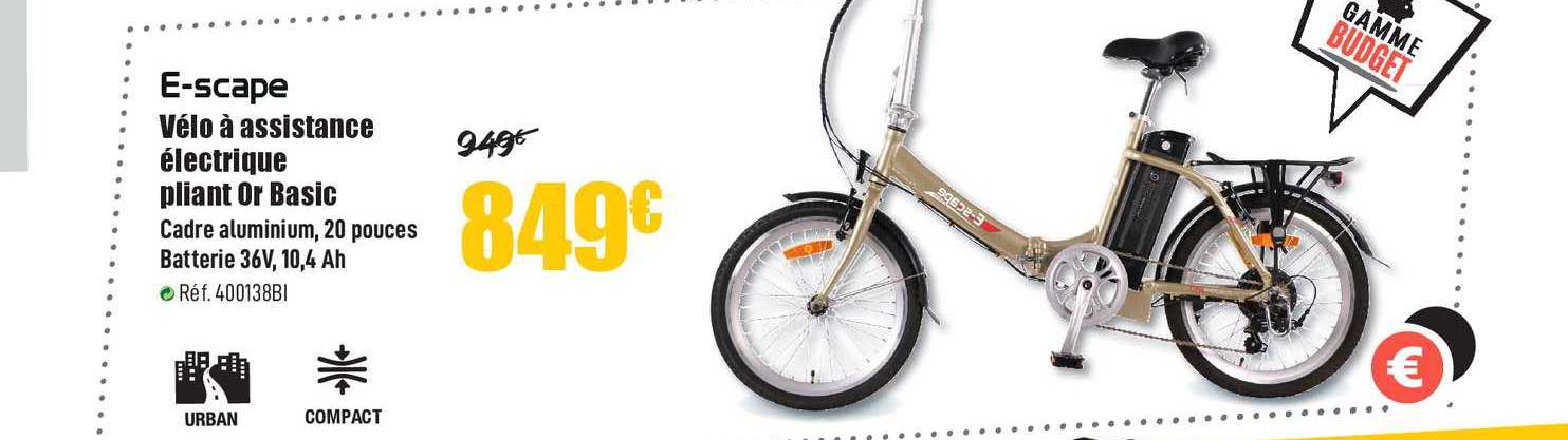 vélo à assistance électrique pliant or basic e scape
