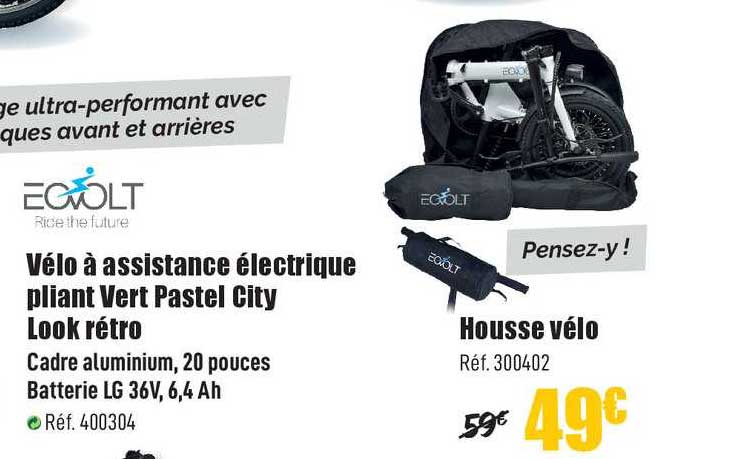 Vélo à Assistance électrique Pliant Vert Pastel City Look Rétro Eovolt