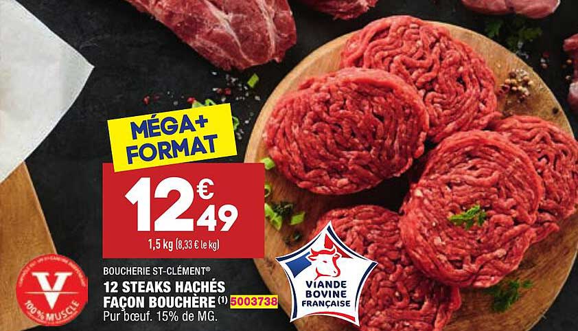 12 steaks hachés façon bouchère boucherie st-clément®