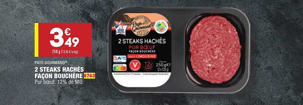 2 steaks hachés façon bouchère pays gourmand®