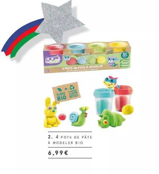 4 pots de pâte à modeler bio