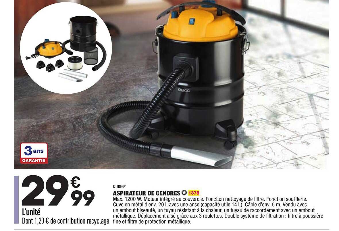 aspirateur de cendres quigg®