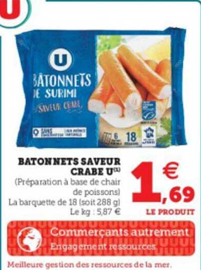 Bâtonnets Saveur Crabe U