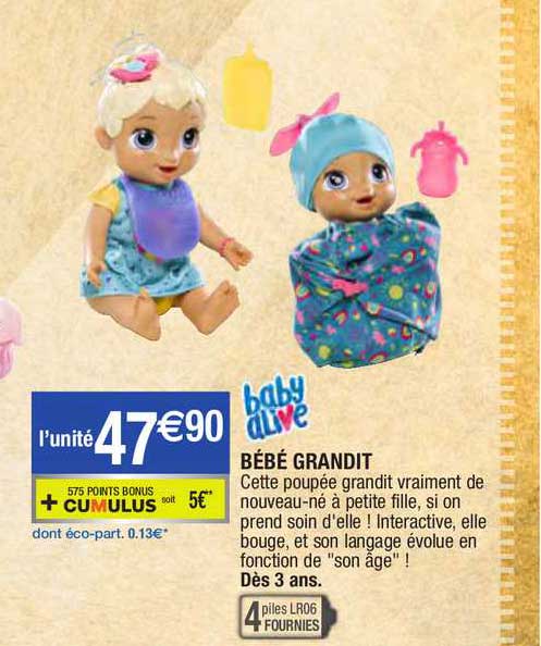 bébé grandit baby alive