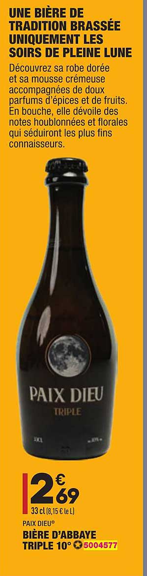 bière d'abbaye triple 10° paix dieu