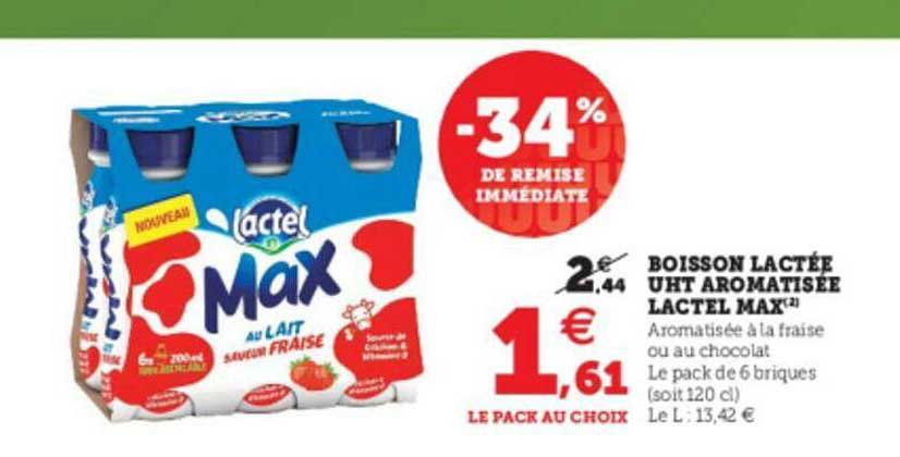 boisson lactée uht aromatisée lactel max