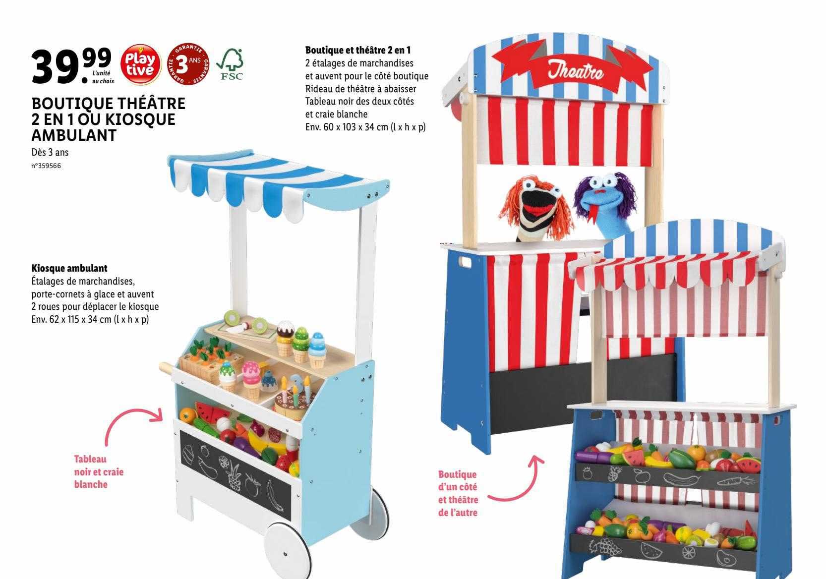 boutique théâtre 2 en 1 ou kiosque ambulant playtive