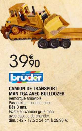 camion de transport man tga avec bulldozer bruder