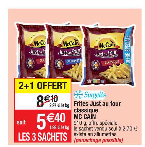 frites just au four classique mc cain