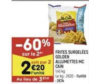 frites surgelées golden allumettes mc cain