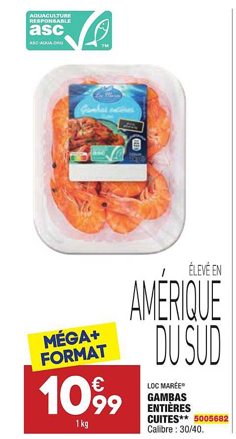 gambas entières cuites loc marée®