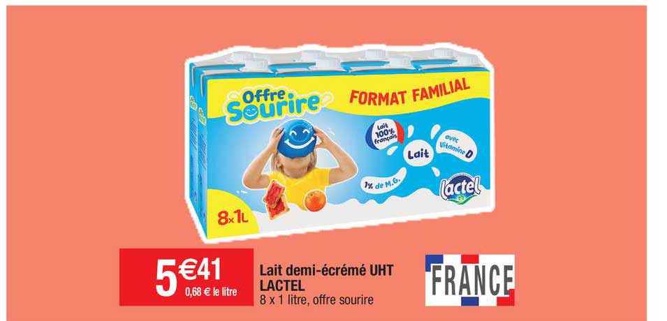 lait demi-écrémé uht lactel