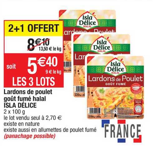 Lardons De Poulet Goût Fumé Halal Isla Délice