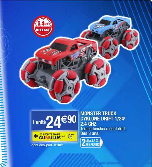 monster truck cyklone drift 1-24e 2.4 ghz