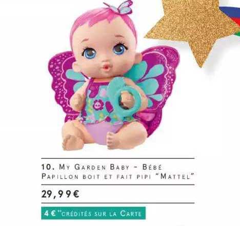 my garden baby - bébé papillon boit et fait pipi "mattel"