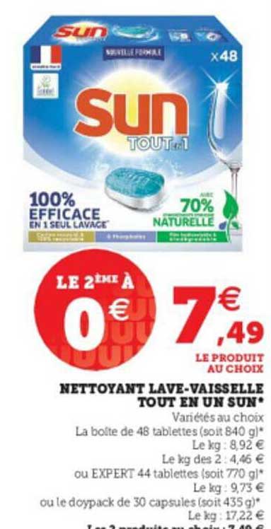 nettoyant lave-vaisselle tout en un sun
