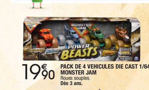 pack de 4 véhicules die cast 1-64 monster jam