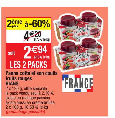 panna cotta et son coulis fruits rouges rians