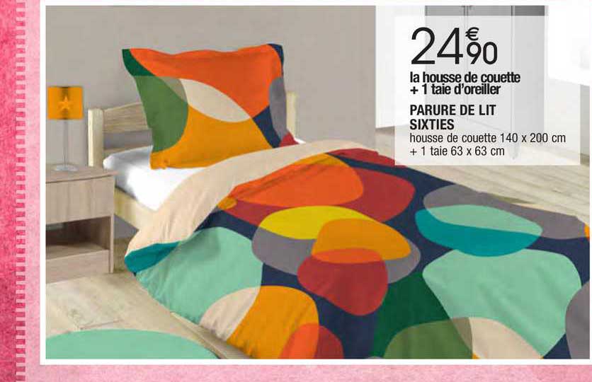 parure de lit sixties : la housse de couette + 1 taie d'oreiller