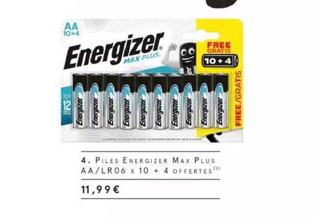 piles energizer max plus aa-lr06 x 10 + 4 offertes