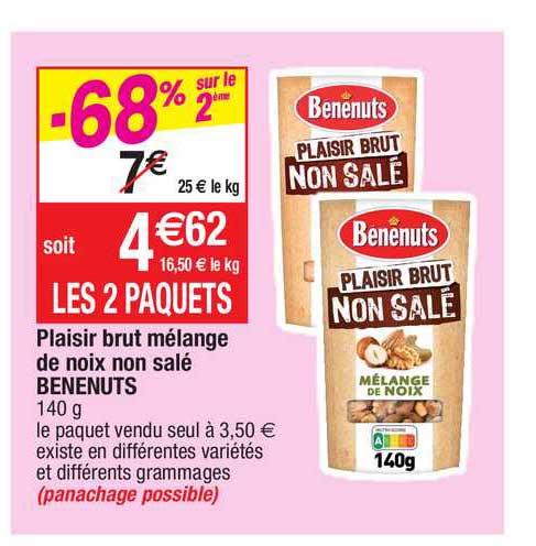 plaisir brut mélange de noix non salé bénénuts