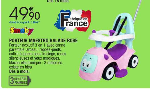 porteur mestro balade rose smoby