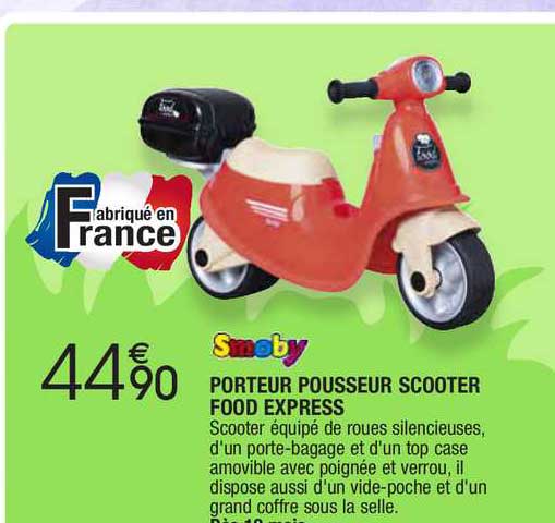 porteur pousseur scooter food express smoby