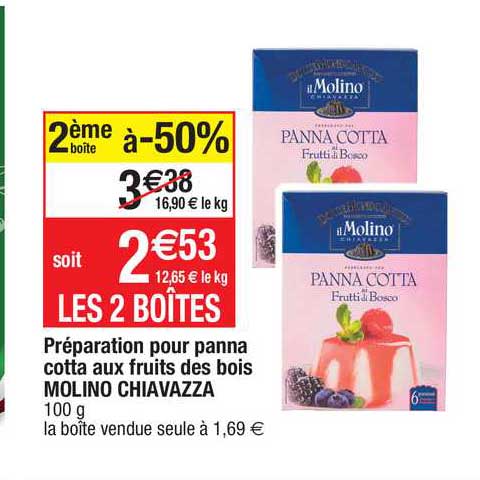 préparation pour panna cotta aux fruits des bois molino chiavazza