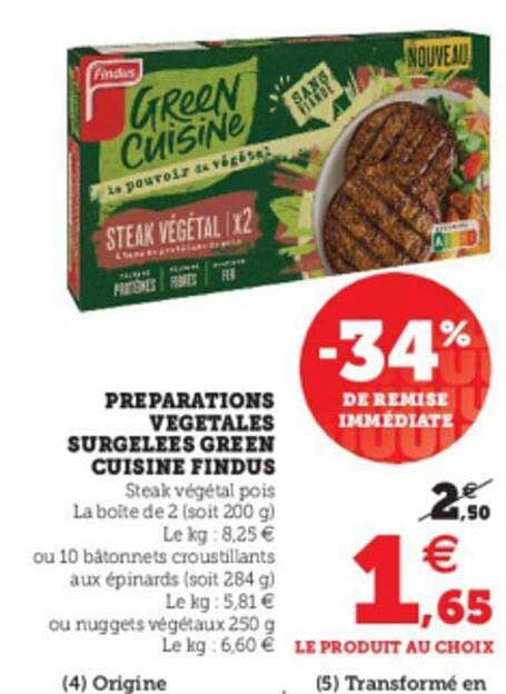 préparations végétales surgelées green cuisine findus
