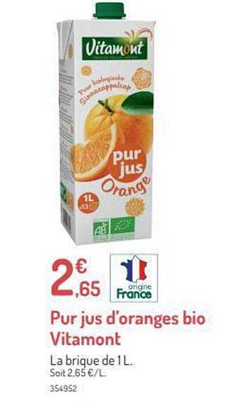 pur jus d'oranges bio vitamont