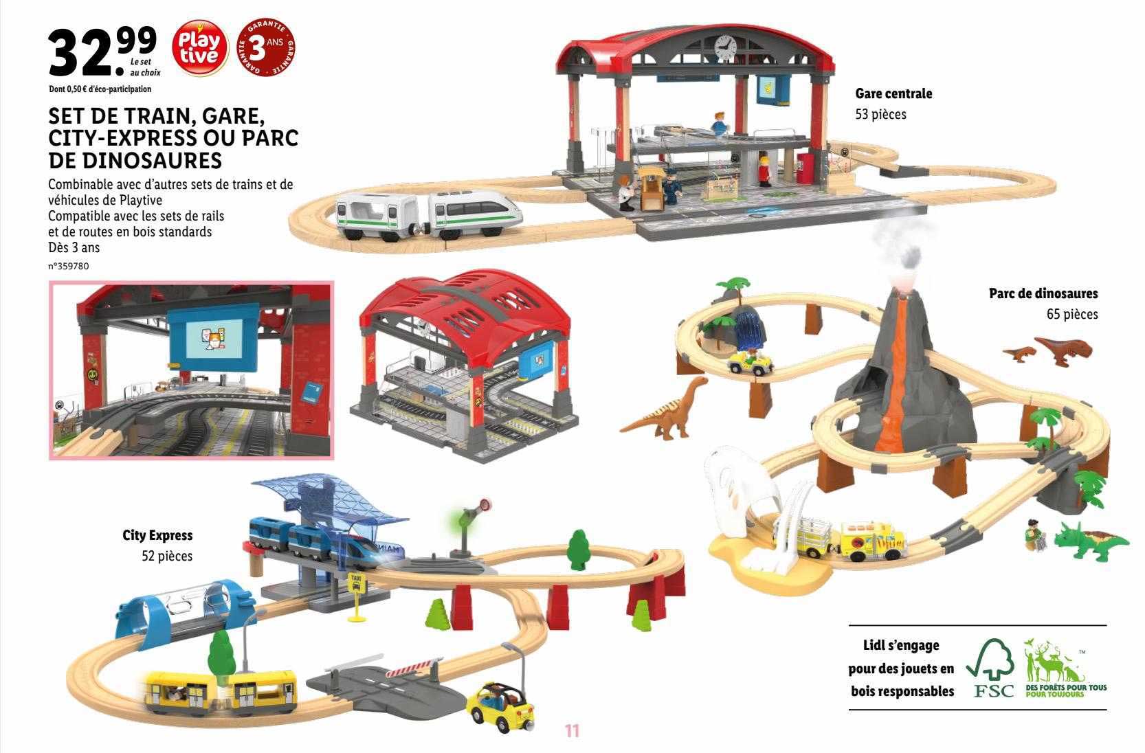 set de train, gare, city-express ou parc de dinosaures playtive