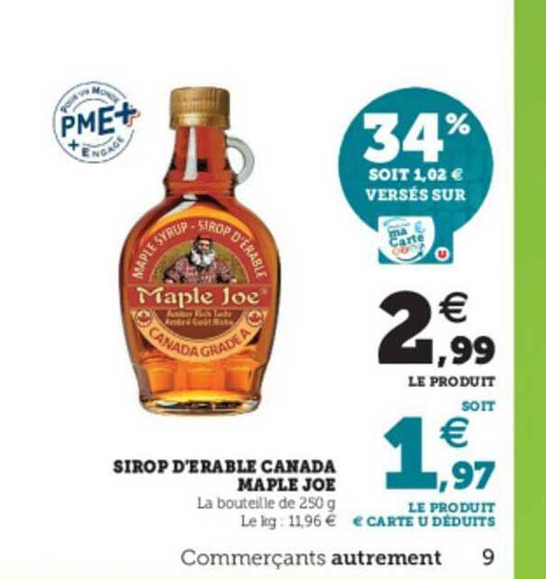 sirop d'érable canada maple joe