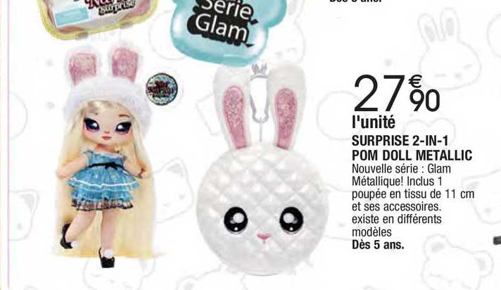 surprise 2-en-1 pom doll metallic
