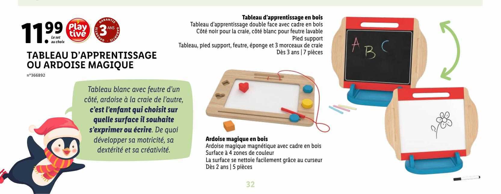 tableau d'apprentissage ou ardoise magique playtive
