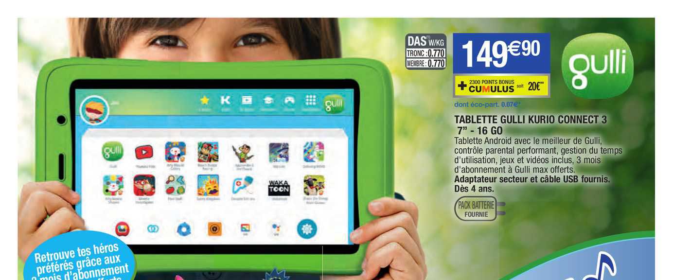 tablette gulli kurio connect 3 7" - 16 go