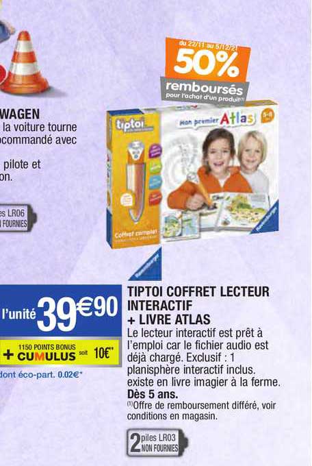 tiptoi coffret lecteur interactif + livre atlas