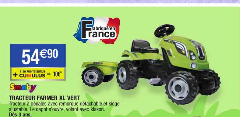 tracteur farmer xl vert smoby