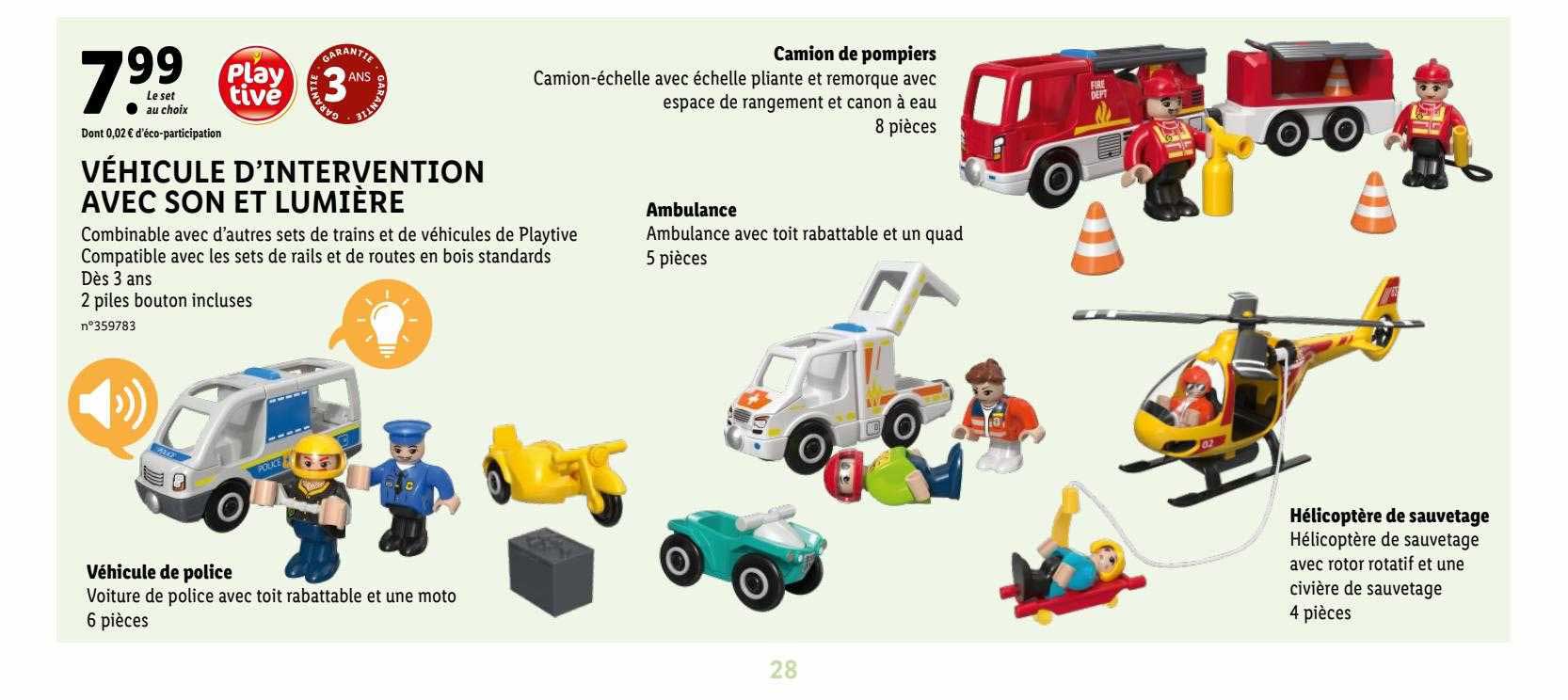 véhicule d'intervention avec son et lumière playtive