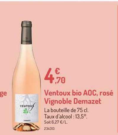 ventoux bio aoc, rosé vignoble demazet