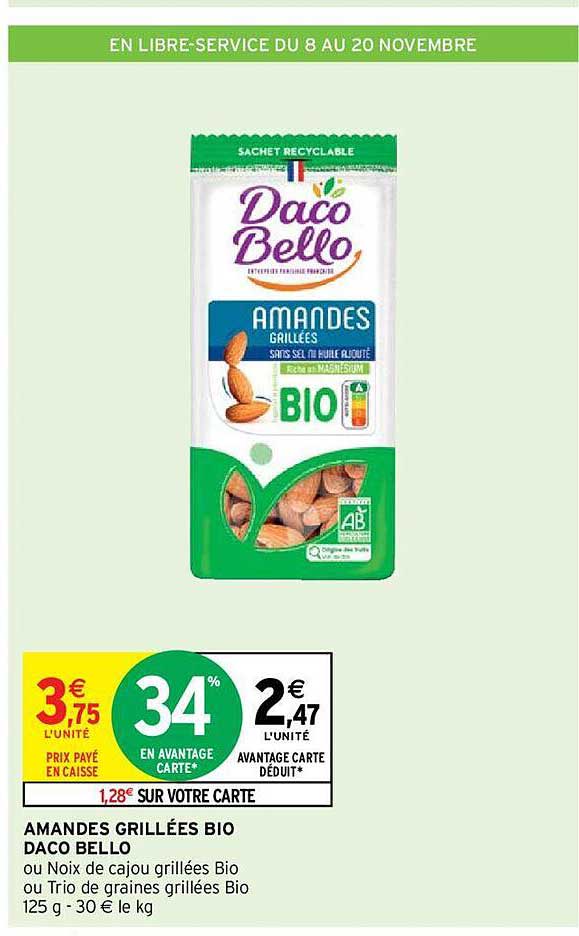 amandes grillées bio daco bello