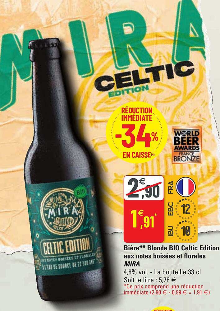bière blonde bio celtic édition aux notes boisées et florales mira