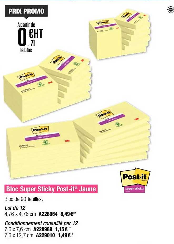 bloc super sticky post-it jaune