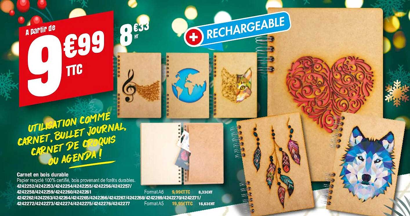 Carnet En Bois Durable