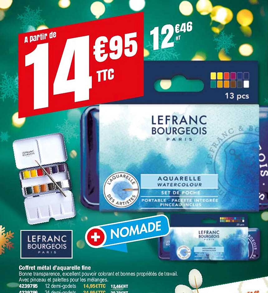 coffret métal d'aquarelle fine lefranc bourgeois