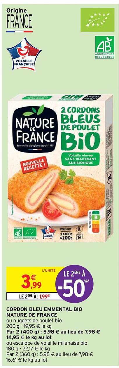 Cordon Bleu Emmental Bio Nature De France