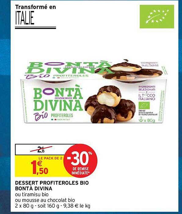 dessert profiteroles bio bontà divina
