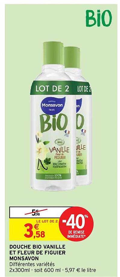douche bio vanille et fleur de figuier monsavon