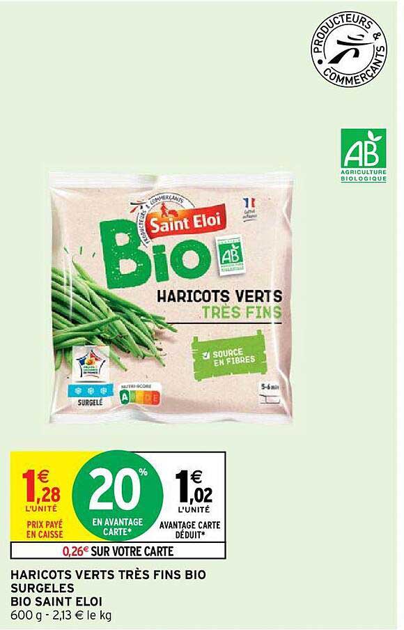 haricots verts très fins bio surgelés bio saint éloi