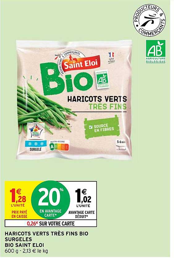haricots verts très fins bio surgelés bio saint éloi