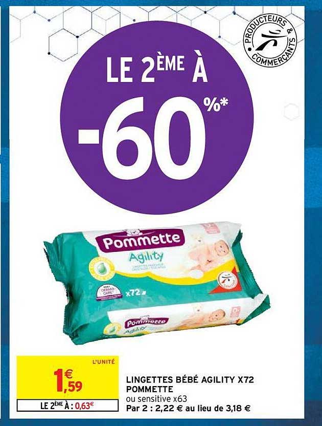 lingettes bébé agility x72 pommette
